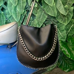 Faux leather & chain handbag